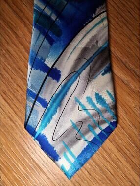 Jerry Garcia Silk Tie Blue Multicolor Abstract Art